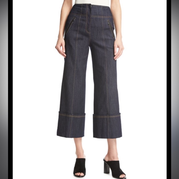 Clinq A Sept Denim - Cinq A Sept Black Marla Wide Legged Cropped Jeans 6